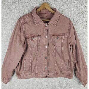 Maurices Denim Acid Washed Trucker Jacket Womens‎ Plus 1X Blush Dusty Pink